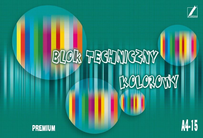 Blok techniczny A4 15k. Premium kolorowy Kreska